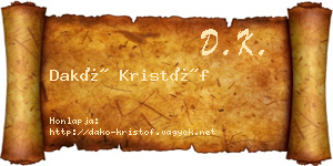 Dakó Kristóf névjegykártya